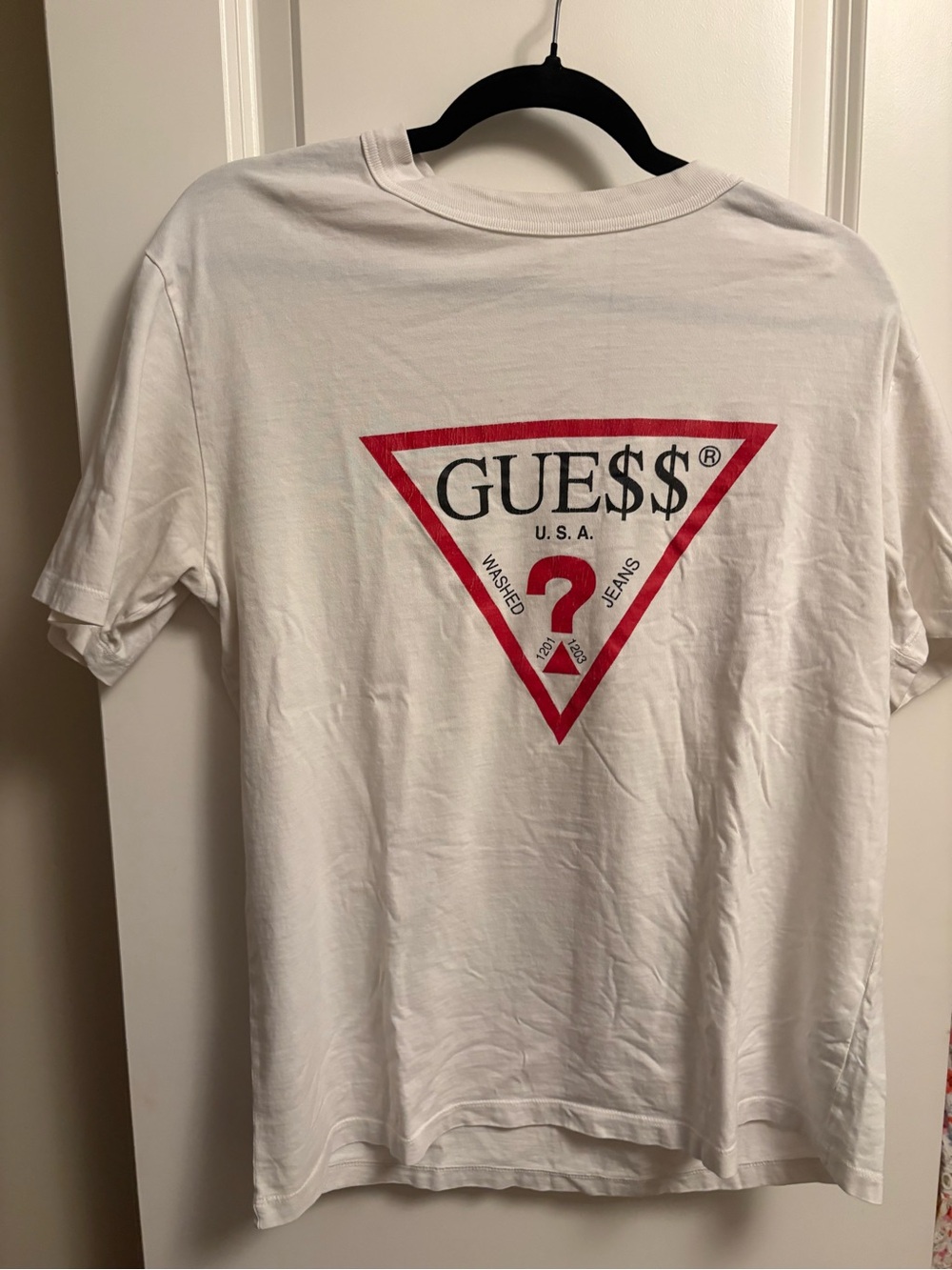 A$AP Rocky x GUESS White Logo Triangle Graphic Tee - Men's Shirt